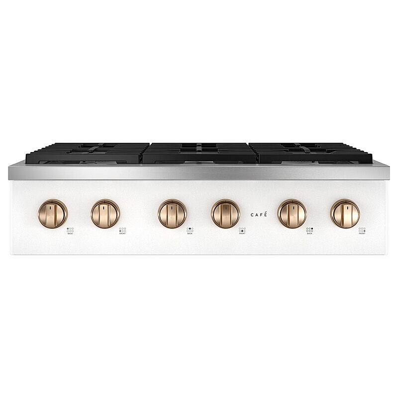 Cafe 36 in. 6-Burner Natural Gas Rangetop with Simmer Burner & Power Burner - Matte White, Matte White, hires