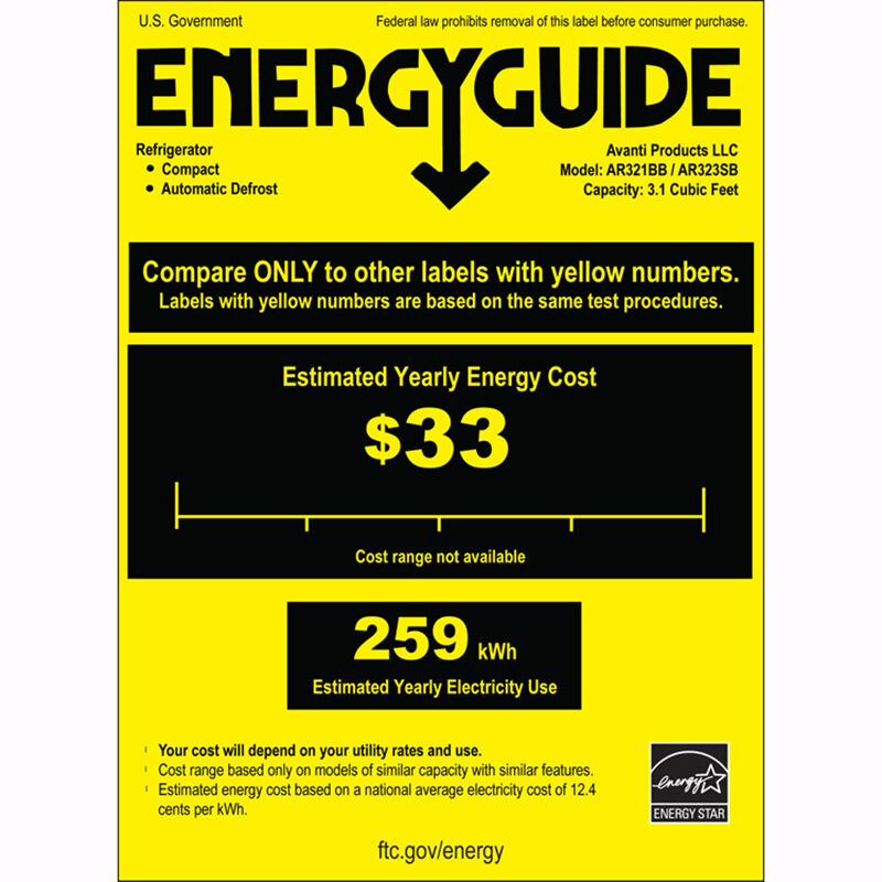 Avanti 19" 3.2 Cu. Ft. Mini Fridge - Black, , hires