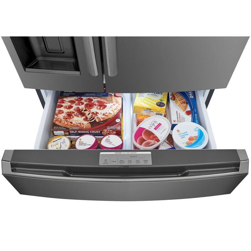 Frigidaire Gallery 36 in. 21.5 cu. ft. Counter Depth 4-Door French Door Refrigerator with Ice & Water Dispenser - Black Stainless, Black Stainless, hires