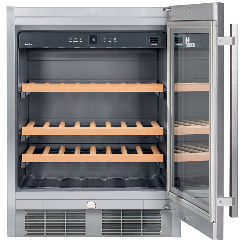 Liebherr 24 in. Undercounter Wine Cabinet with Wood Racks, Single Temperature Zone & 46 Bottle Capacity - Stainless Steel, , hires