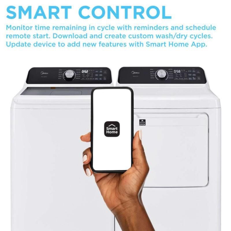 Midea 27 in. 4.5 cu. ft. Smart Top Load Washer - White, , hires