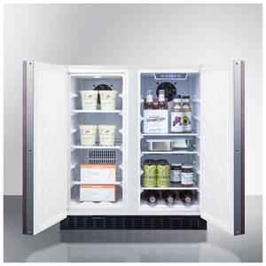 Summit 30 in. 5.4 cu. ft. Side by Side Undercounter Refrigerator - Custom Panel Ready with White Trim, , hires
