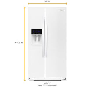 Whirlpool 36 in. 20.6 cu. ft. Counter Depth Side by Side Refrigerator with Ice & Water Dispenser - White, White, hires