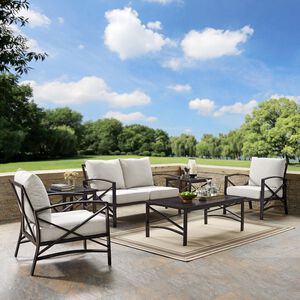 Crosley Kaplan 6 Piece Outdoor Loveseat Patio Furniture Set, Oil Rubbed Bronze with OatmealCushions, , hires