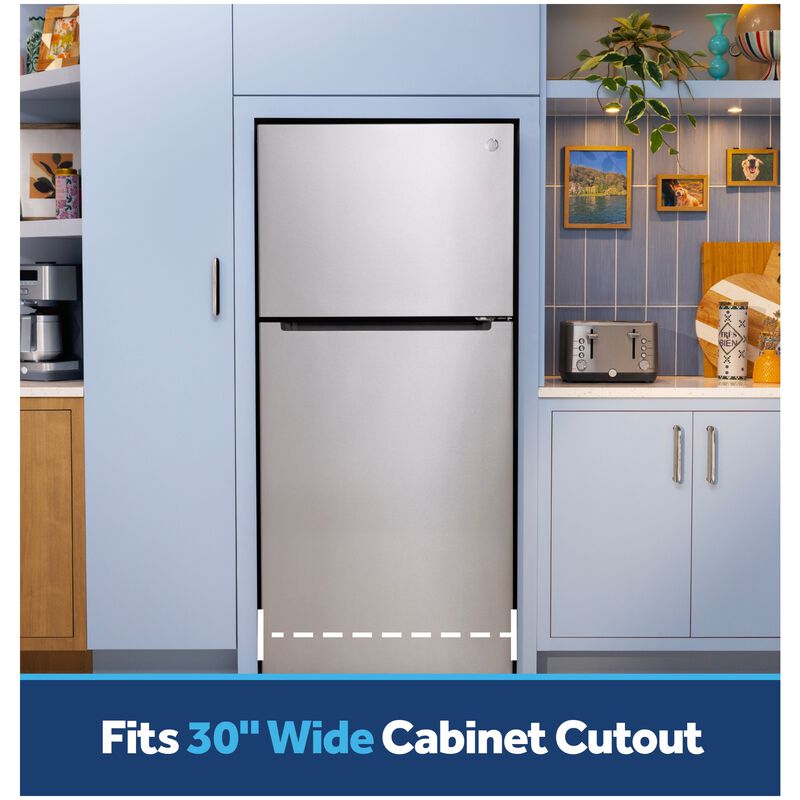 GE 30 in. 21.0 cu. ft. Garage-Ready Top Freezer Refrigerator - Fingerprint Resistant Stainless, Fingerprint Resistant Stainless, hires