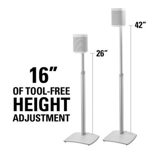 Sanus WHITE Adjustable Height Wireless Speaker Stands designed for SONOS ONE, Play1, and Play3, , hires