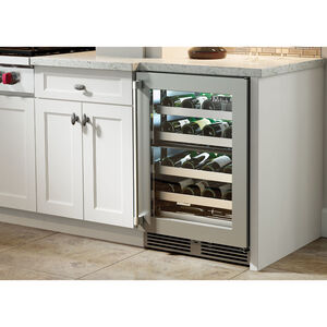 Perlick Signature Series 24 in. Compact Built-In 5.2 cu. ft. Wine Cooler with 32 Bottle Capacity, Dual Temperature Zone & Digital Control - Custom Panel Ready, , hires