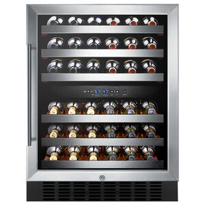 Summit 24 in. Undercounter Wine Cooler with Wood Racks, Dual Temperature Zones & 46 Bottle Capacity - Stainless Steel, , hires