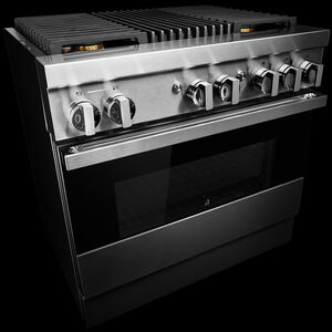 JennAir Noir Series 36 in. 5.1 cu. ft. Smart True European Convection Dual Fuel Range with 4 Sealed Burners & Grill - Stainless Steel, , hires