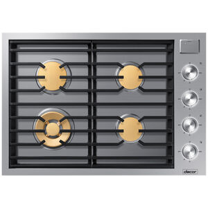 Dacor Contemporary Series 30 in. 4-Burners Smart Natural Gas Cooktop with SimmerSear Brass Burner & Power Burner - Silver Stainless, , hires