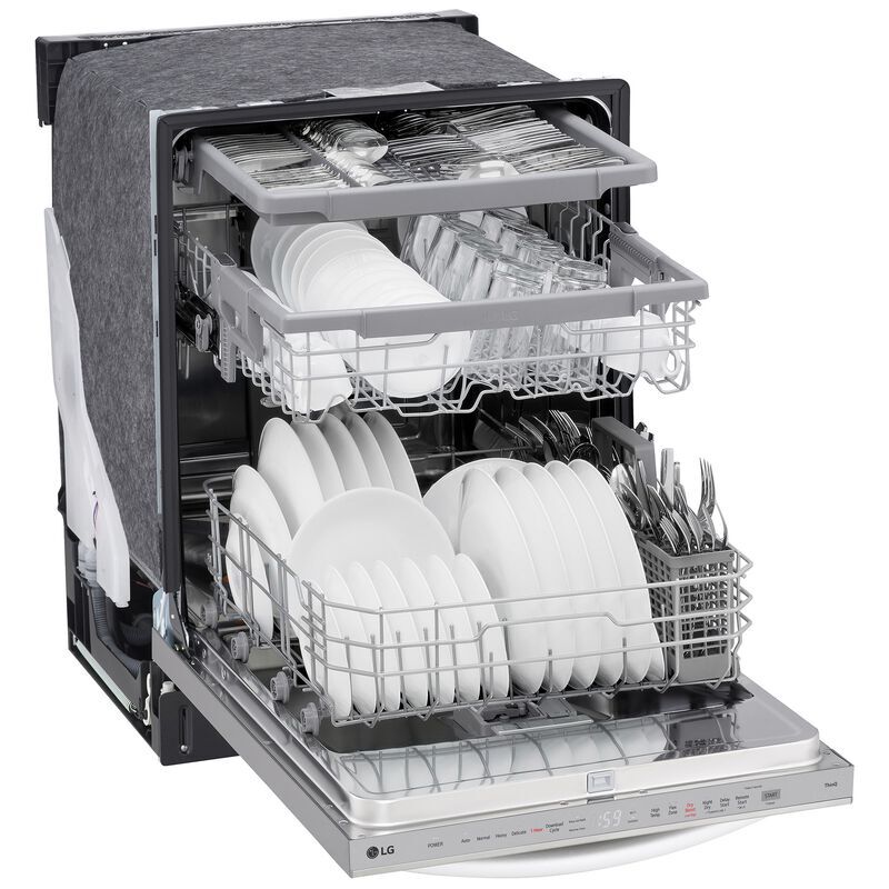 LG 24 in. Top Control Smart Dishwasher with 46 dBa Sound Level & 3rd-Rack - PrintProof Stainless Steel, PrintProof Stainless Steel, hires