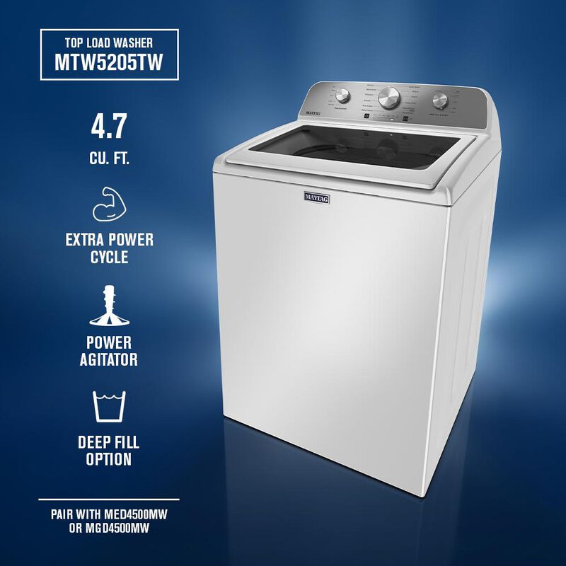 Maytag 27 in. 4.7 cu. ft. Top Load Washer with Agitator - White, , hires