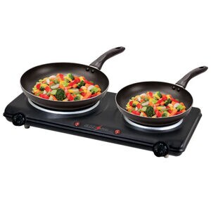 Eurostar Double Burner Electric Cooktop - Black, , hires