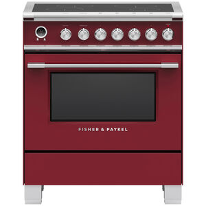 Fisher & Paykel Series 9 Classic 30 in. 3.6 cu. ft. Convection Oven Freestanding Electric Range with 4 Induction Zones - Red, , hires