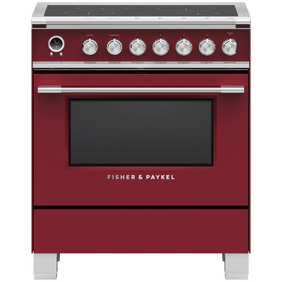 Fisher & Paykel Series 9 Classic 30 in. 3.6 cu. ft. Convection Oven Freestanding Electric Range with 4 Induction Zones - Red | OR30SCI6R1