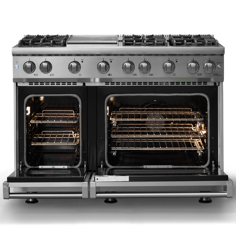 Viking 5 Series 48 in. 6.1 cu. ft. Standard Convection Double Oven Gas Range with 6 Sealed Burners & Griddle - Stainless Steel, , hires