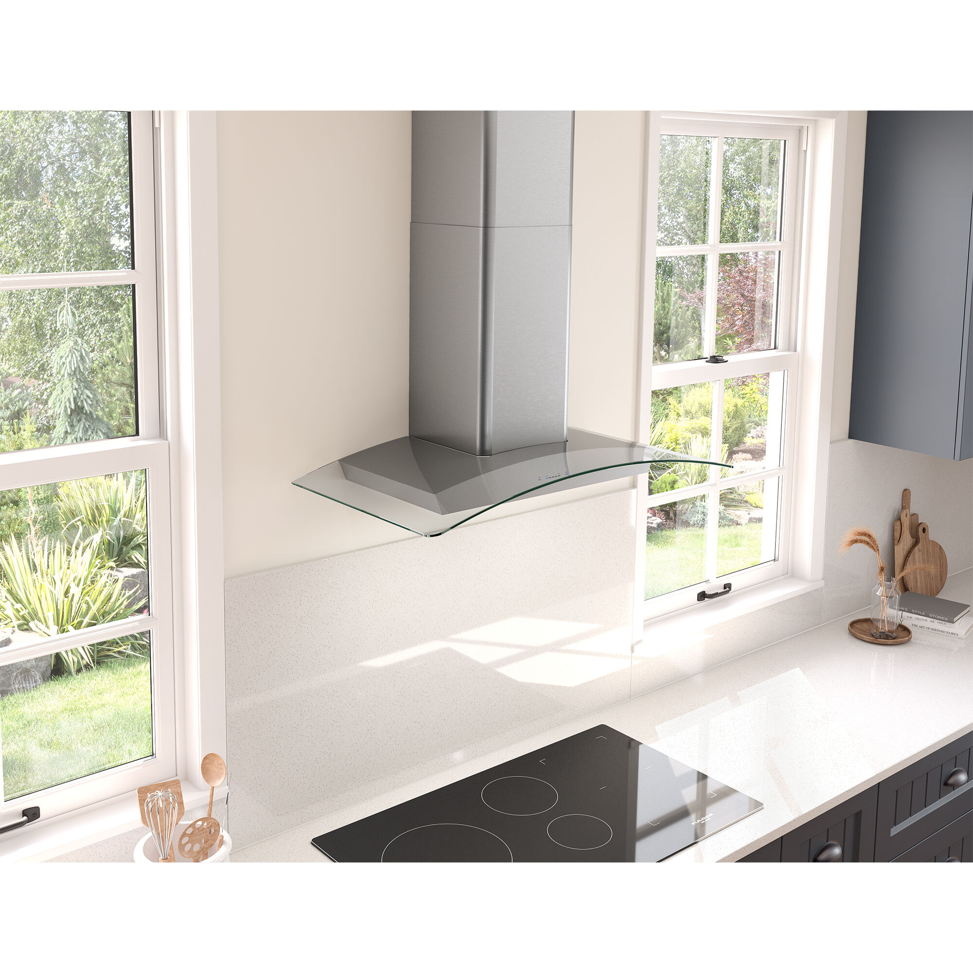 Zephyr 36 in. Convertible Chimney Style Range Hood with 600 CFM, 5