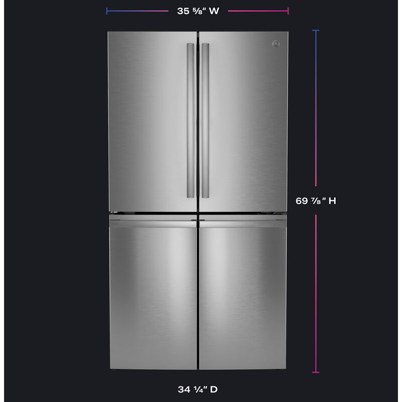GE Profile 36 in. 28.4 cu. ft. Smart 4-Door French Door Refrigerator with Internal Water Dispenser - Fingerprint Resistant Stainless, , hires