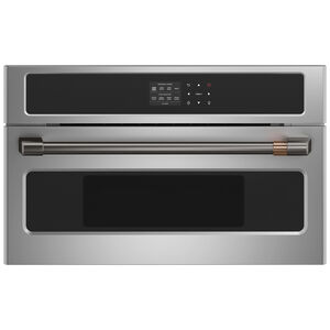 Cafe 30" 1.3 Cu. Ft. Electric Wall Oven with True European Convection & Steam Clean - Stainless Steel, , hires
