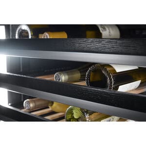 JennAir Rise 24 in. Undercounter Wine Cooler with Wood Racks, Dual Temperature Zones & 45 Bottle Capacity - Stainless Steel, , hires