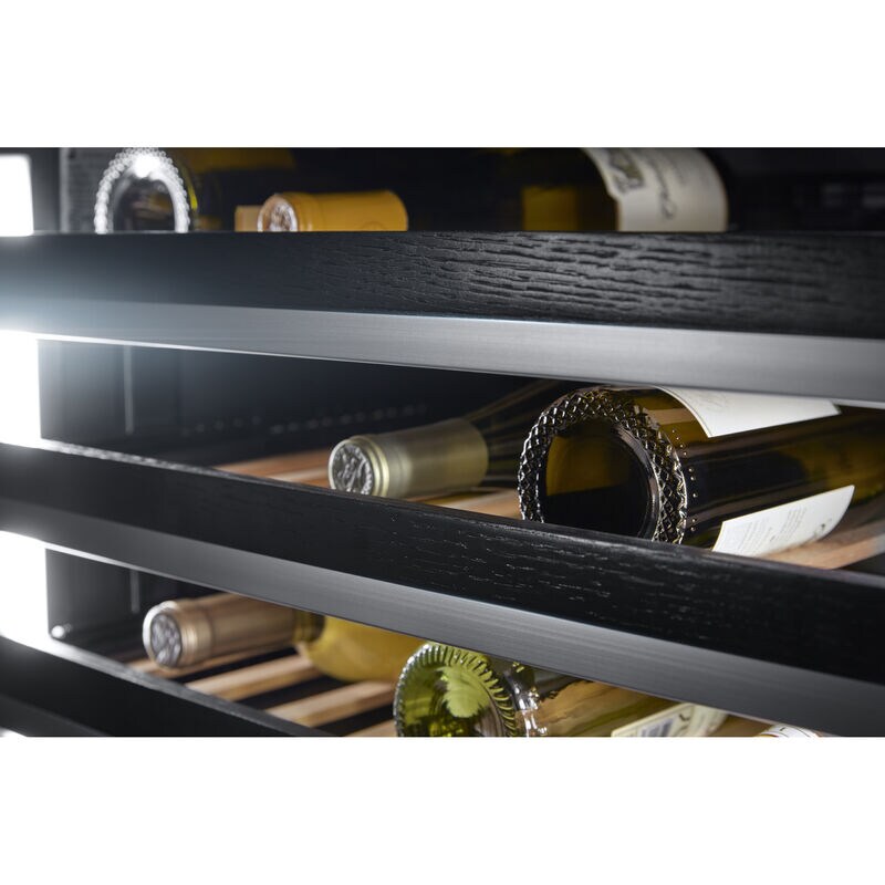 JennAir Rise 24 in. Undercounter Wine Cooler with Wood Racks, Dual Temperature Zones & 45 Bottle Capacity - Stainless Steel, , hires