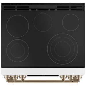 Cafe 30 in. 5.7 cu. ft. Smart Air Fry True European Convection Slide-In Electric Range with Smoothtop Burners - Matte White, Matte White, hires