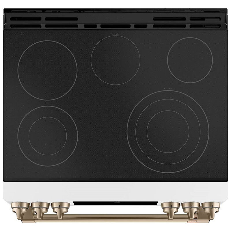 Cafe 30 in. 5.7 cu. ft. Smart Air Fry True European Convection Slide-In Electric Range with Smoothtop Burners - Matte White, Matte White, hires