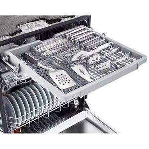 LG 24 in. Front Control Dishwasher with 48 dBa Sound Level, 3rd-Rack, Dynamic Dry & Pocket - White, White, hires