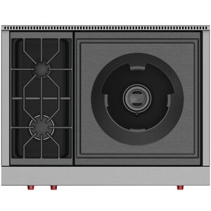 Wolf 36 in. 3-Burner Natural Gas Rangetop with Simmer Burner & Power Burner - Stainless Steel, , hires