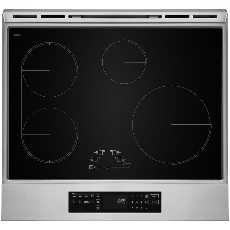 JennAir Rise Series 30 in. 6.4 cu. ft. Air Fry Convection Oven Slide-In Electric Range with 4 Induction Zones - Stainless Steel, , hires