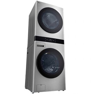 LG 27 in. 5.0 cu. ft. Smart Electric Front Load WashTower with AI Sensor Dry, TurboSteam, Allergiene Cycle, ezDispense, AI DD 2.0 Advanced Washing, Sensor Dry, Sanitize & Steam Cycle - Noble Steel, Noble Steel, hires