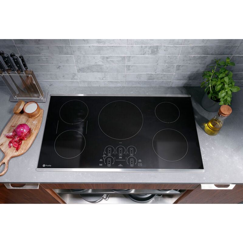 GE Profile 36 in. 5-Burner Smart Induction Cooktop with Simmer Burner & Power Burner - Stainless Steel, , hires