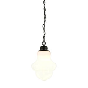 Hudson & Canal Annie Pendant Blackened Bronze and White Milk Glass, , hires