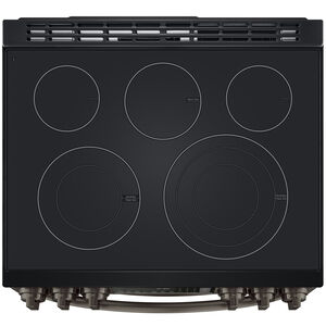 LG InstaView 30 in. 7.3 cu. ft. Smart Air Fry True European Convection Double Oven Slide-In Electric Range with Smoothtop Burners - PrintProof Black Stainless Steel, PrintProof Black Stainless Steel, hires