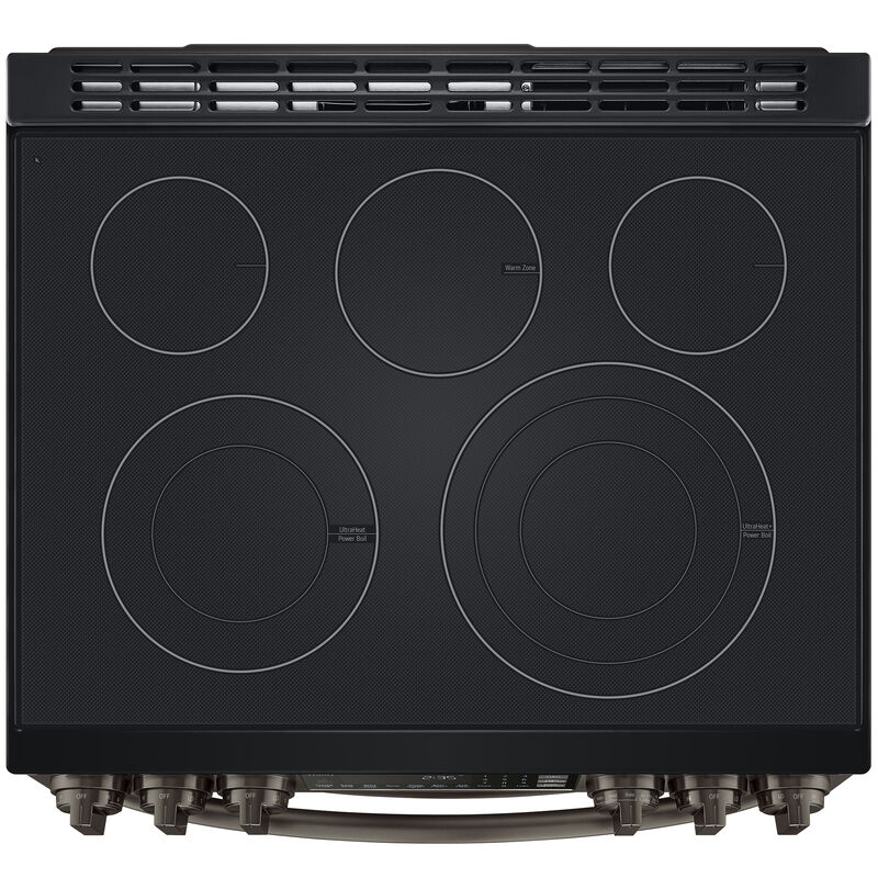 LG InstaView 30 in. 7.3 cu. ft. Smart Air Fry True European Convection Double Oven Slide-In Electric Range with Smoothtop Burners - PrintProof Black Stainless Steel, PrintProof Black Stainless Steel, hires