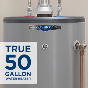 GE RealMax Premium Natural Gas 50 Gallon Short Water Heater with 10-Year Parts Warranty, , hires