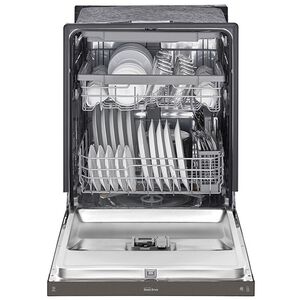LG 24 in. Front Control Dishwasher with 48 dBa Sound Level, 3rd-Rack, Dynamic Dry & Pocket - Black Stainless, Black Stainless, hires