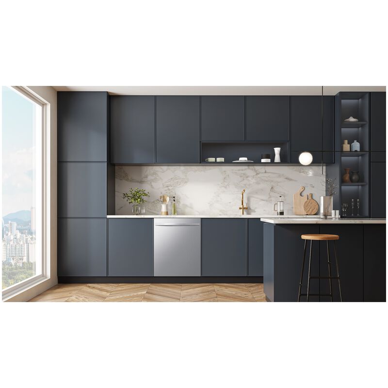 Samsung 24 in. Top Control Flush-Mount Dishwasher with 48 dBA Sound Level, 3rd-Rack & AutoRelease Door Drying - Fingerprint Resistant Stainless Steel, , hires