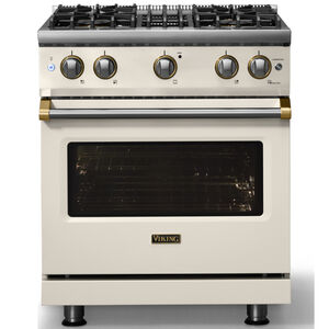 Viking 5 Series 30 in. 4.0 cu. ft. Standard Convection Gas Range with 4 Sealed Burners - Pure White - Liquid Propane Gas, Polished Chrome Trim Option, , hires