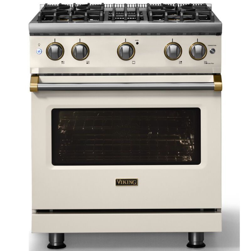 Viking 5 Series 30 in. 4.0 cu. ft. Standard Convection Gas Range with 4 Sealed Burners - Pure White - Liquid Propane Gas, Polished Chrome Trim Option, , hires