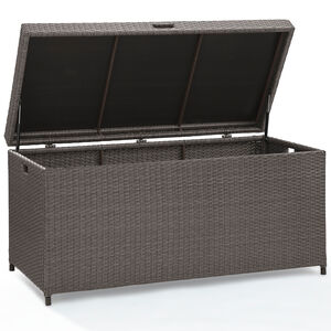 Crosley Palm Harbor Wicker Outdoor Storage Box -Weathered Gray, Weathered Gray, hires
