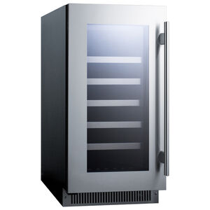 Summit Classic Collection 18 in. Undercounter Wine Cooler with Wood Racks, Single Temperature Zone & 29 Bottle Capacity - Stainless Steel, , hires