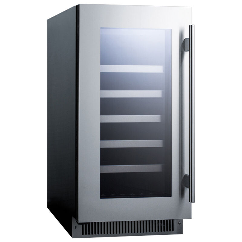 Summit Classic Collection 18 in. Undercounter Wine Cooler with Wood Racks, Single Temperature Zone & 29 Bottle Capacity - Stainless Steel, , hires