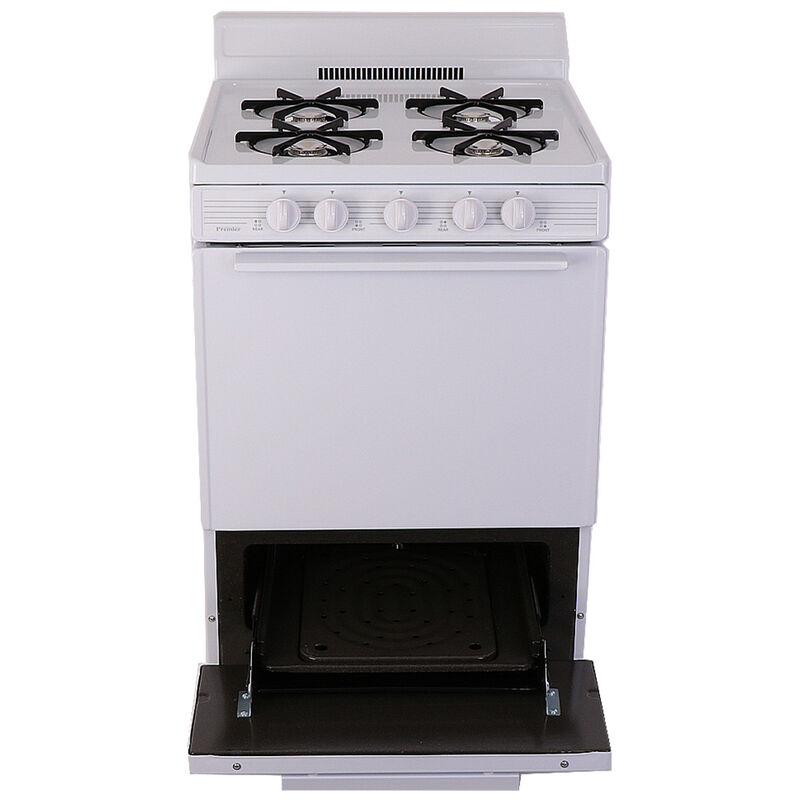 Premier 24 in. 2.9 cu. ft. Oven Freestanding Gas Range with 4 Open Burners - White, , hires
