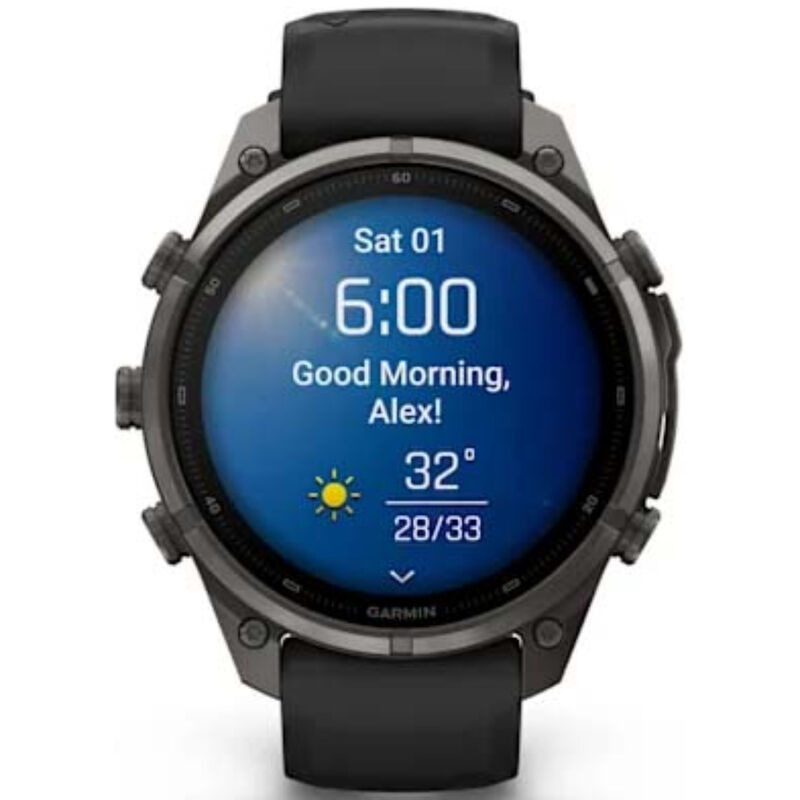 Garmin fenix 9 Pro 47 mm, AMOLED Smart Watch - Carbon Gray DLC Titanium with Black/Pebble Gray Silicone Band, , hires