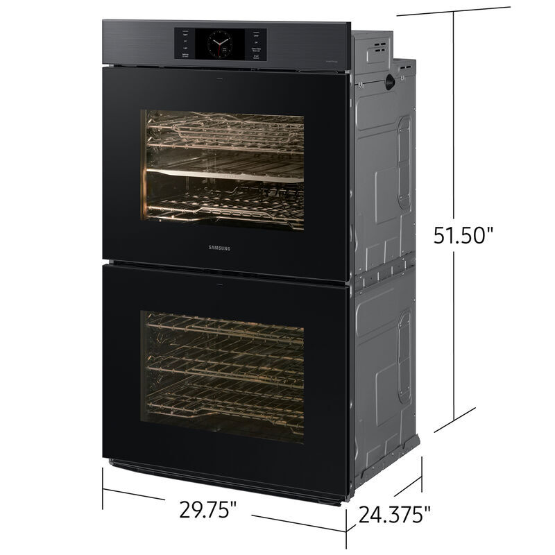 Samsung Bespoke 30 in. 10.2 cu. ft. Smart Top Control SteamElectric Double Wall Oven with Dual Convection - Matte Black, , hires