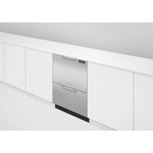 Fisher & Paykel Series 7 24 in. Smart Double Drawer with Front Control, 42 dBa Sound Level & Pocket - Stainless Steel, , hires