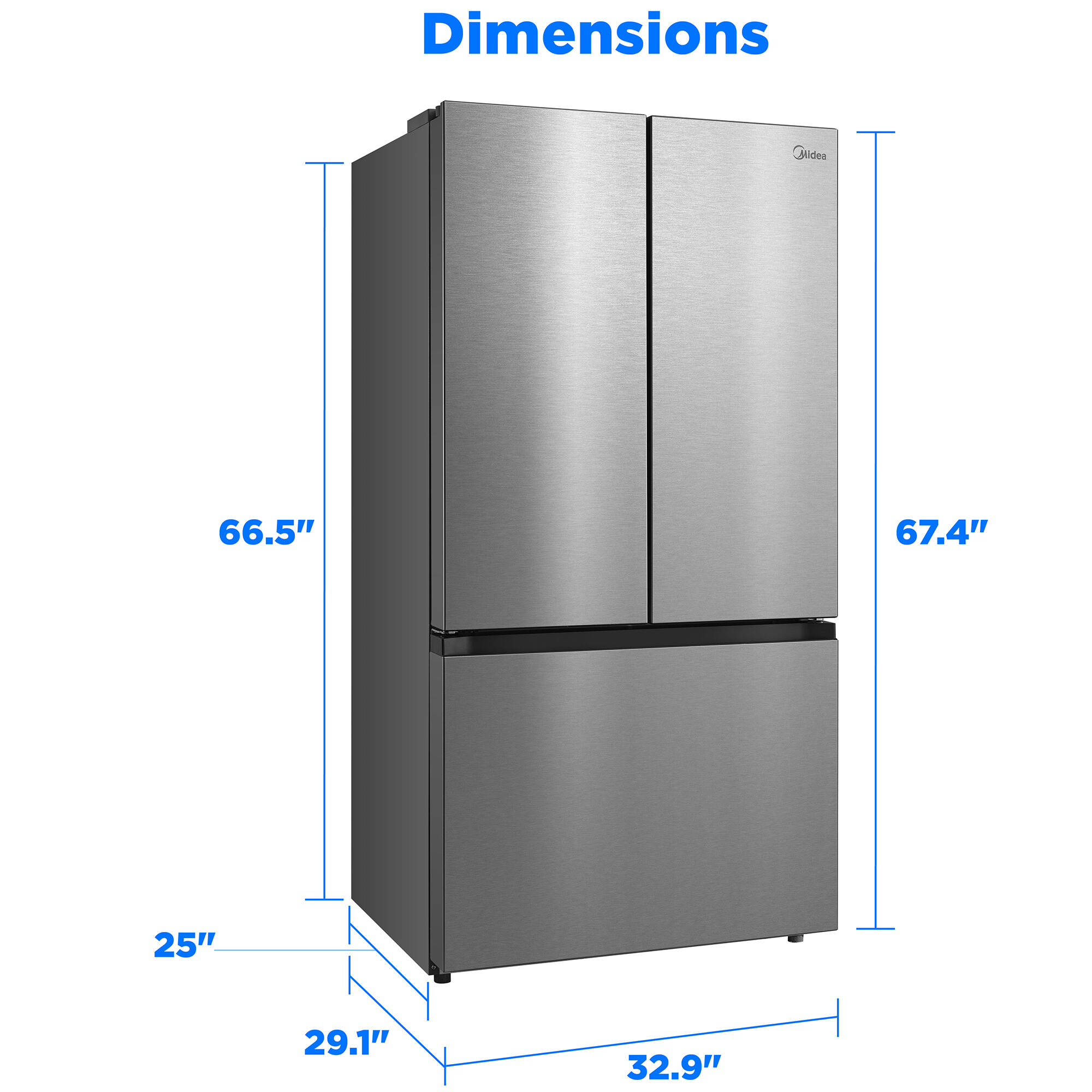 M Iです₊⁎⁺˳✧༚ Midea 33 in. 22.6 cu. ft. Smart Counter Depth Garage-Ready French