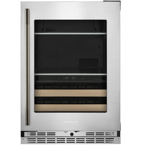 KitchenAid 24 in. Built-In/Freestanding 4.8 cu. ft. Compact Beverage Center with Adjustable Shelves & Digital Control - Stainless Steel with PrintShield Finish, , hires