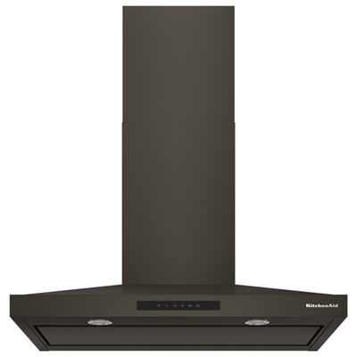KitchenAid 36 in. Convertible Chimney Style Range Hood with 400 CFM, 4 Fan Speeds & 2 LED Lights - Black Ore | KVWC736SBE
